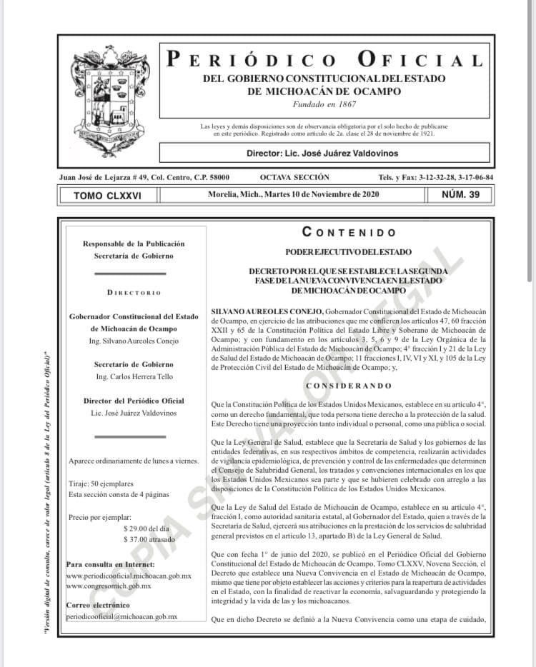 Por decreto, se prohibirán conciertos, jaripeos, fiestas patronales y peregrinaciones en Michoacán