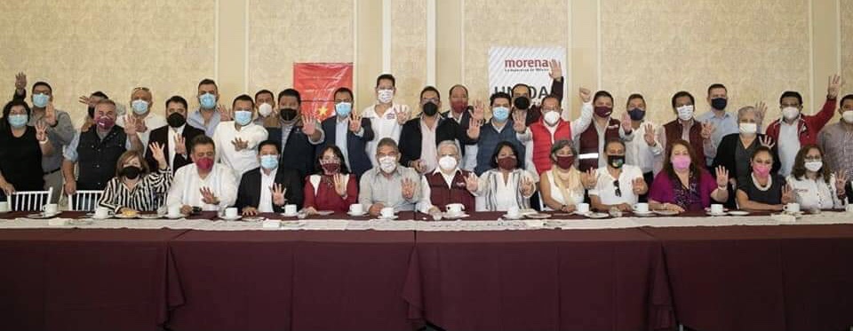 SE LLEVA A CABO RUEDA DE PRENSA EN FAVOR DEL CANDIDATO DE MORENA Y PT, AL SOLIO DE OCAMPO.