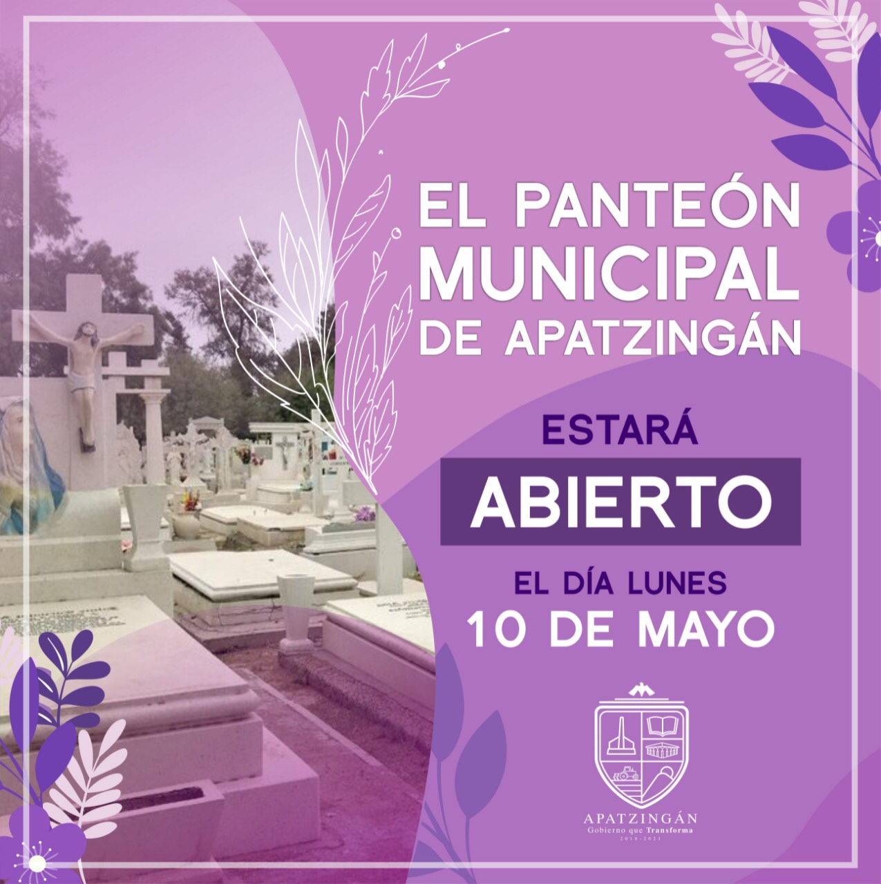 El panteón municipal abrirá el 10 de mayo