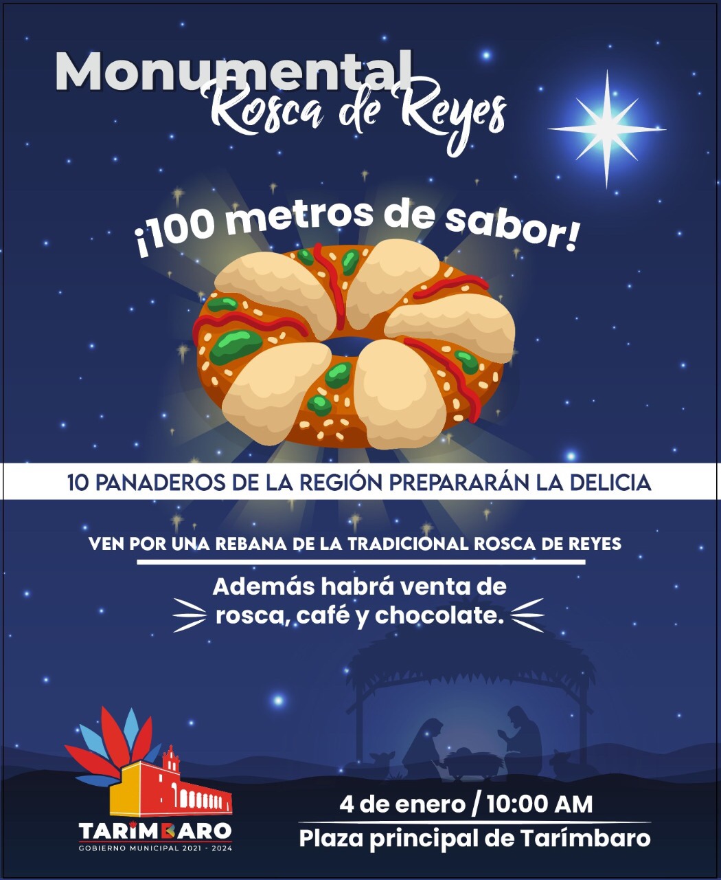 Tarímbaro convoca a partir su Rosca de Reyes monumental de 100 metros