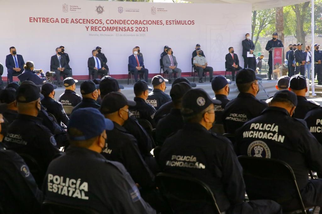 Reconoce Bedolla labor operativa e institucional de la Policía Michoacán