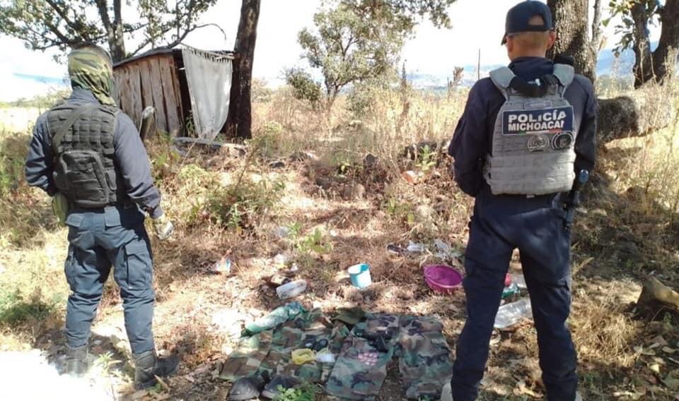 SSP localiza y destruye otro campamento ilícito, ahora en Chilchota