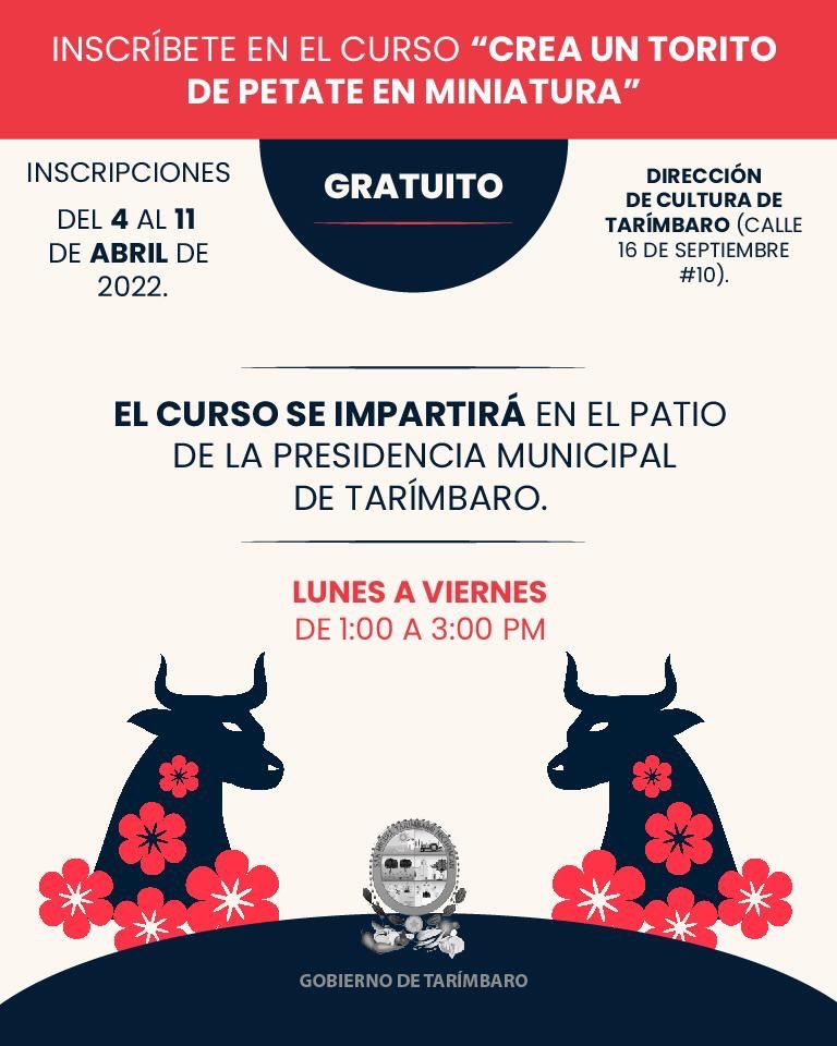 Convocan a curso de creación de torito de petate miniatura en Tarímbaro