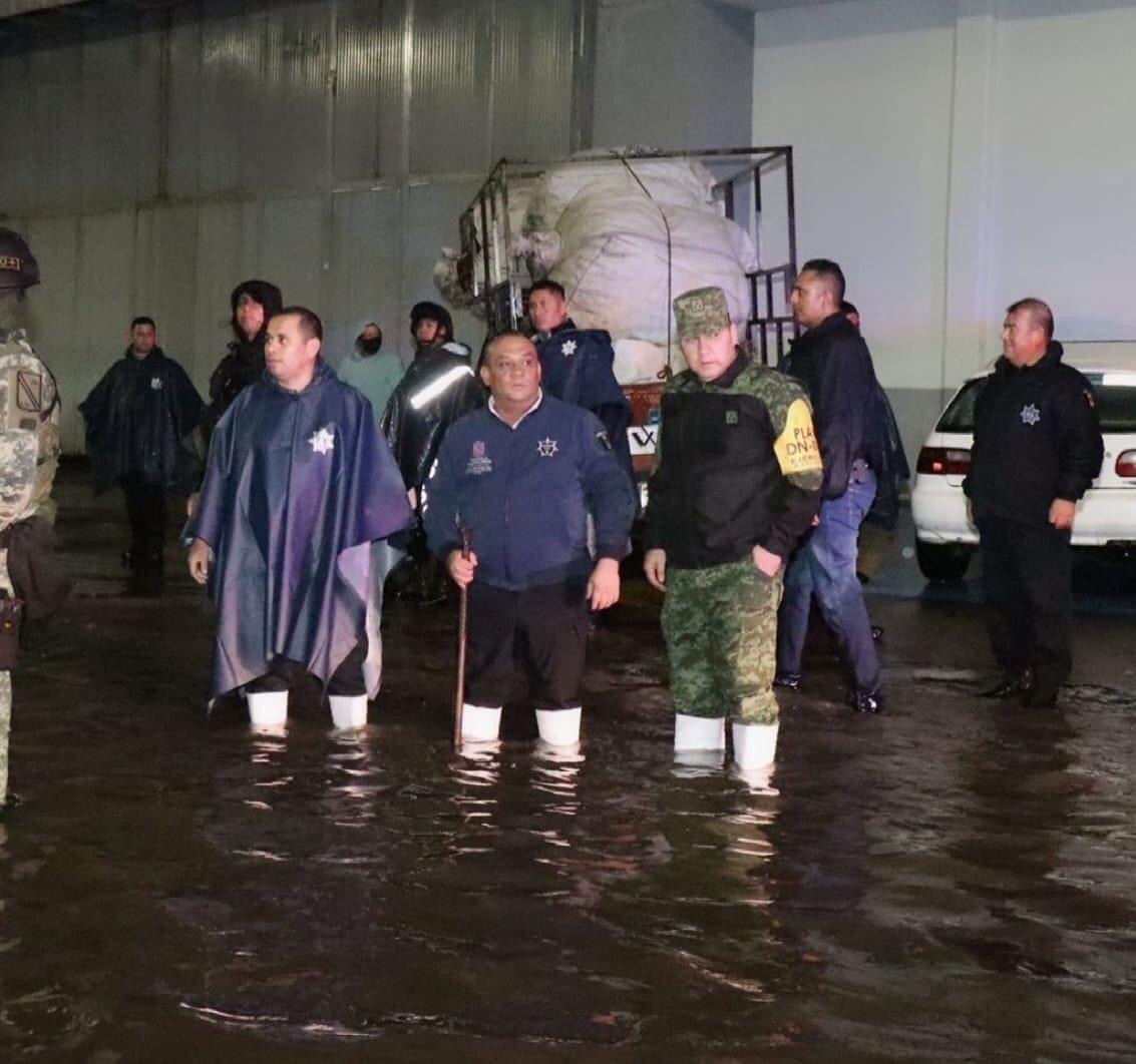 Personal de la SSP y Sedena mantienen apoyo, tras las lluvias registradas en la capital michoacana anoche